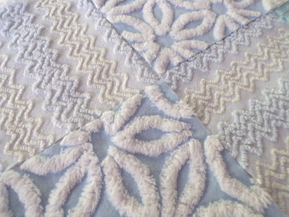 refreshing spa 6" chenille fabric squares, set of 16 aqua, white, blue quilt blocks for quilting, sewing & crafts