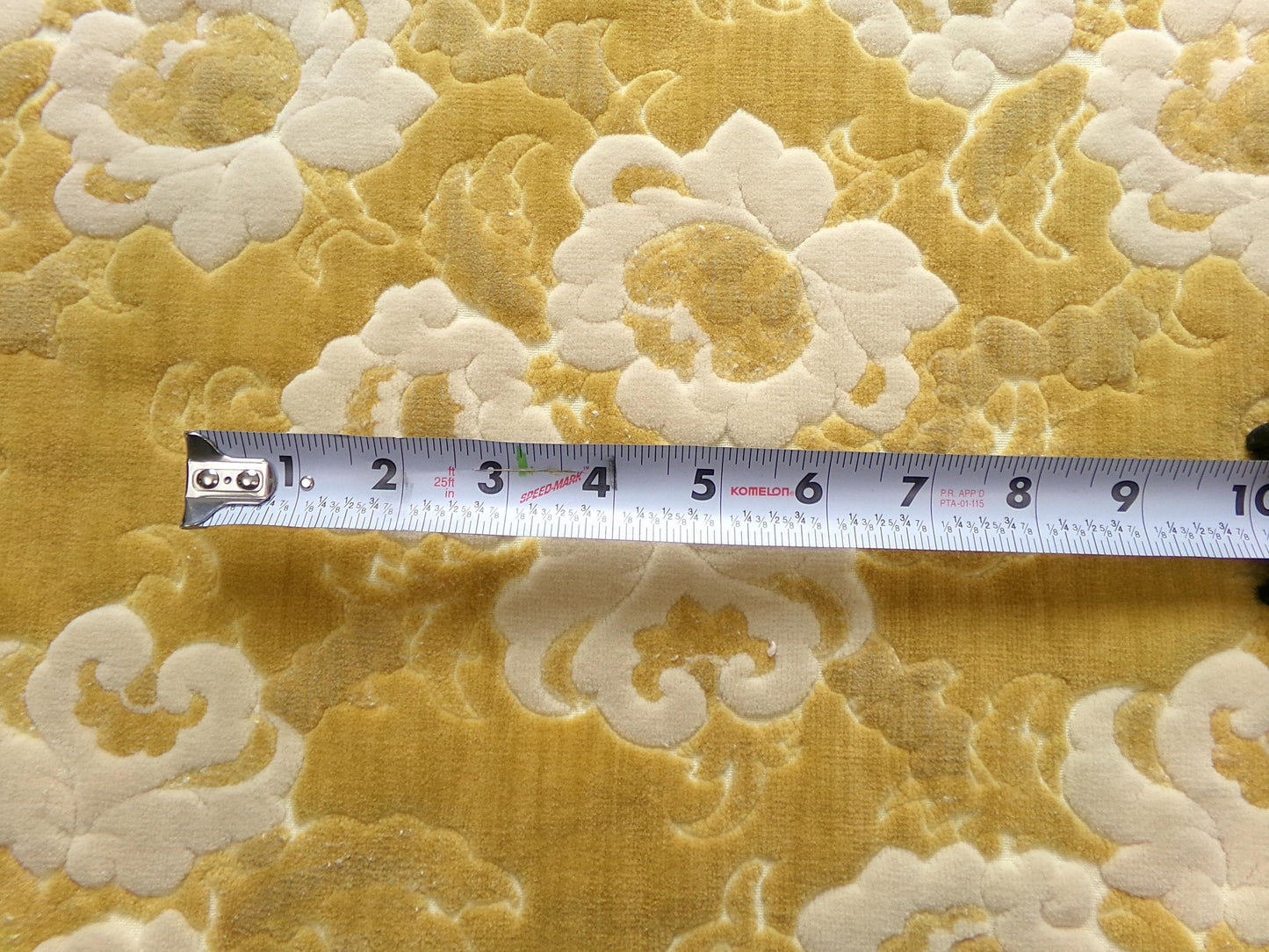 Luxury Vintage Cut Velvet Fabric, Boho Golden Rose Bates Chenille, Ideal in Totes & Bags, 20" x 24"