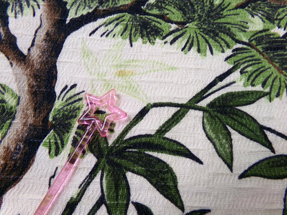 Polynesian Paradise Vintage Barkcloth Fabric Panel Shabby Tropical Garden Fantasy 23" x 28"