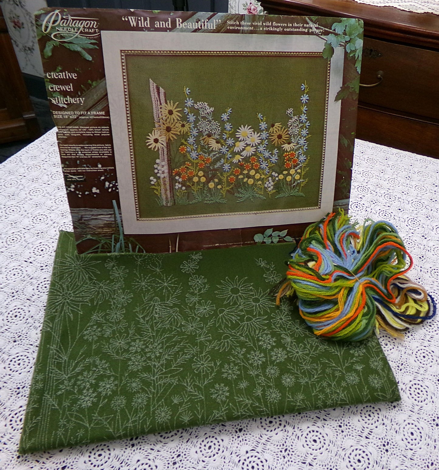 WILD and BEAUTIFUL Vintage Crewel Stitchery Kit, Paragon Needlecraft 0544