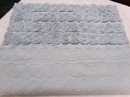Stardust Blue Vintage Chenille Fabric 22 x 25" Plush Curlicues Quilt Material