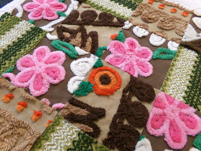 fall fairy vintage chenille fabric squares, set of 16 hippie boho 6" blocks for arts & crafts, sewing