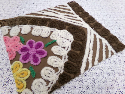 chocolate cake vintage chenille bedspread fabric 16x17.5"