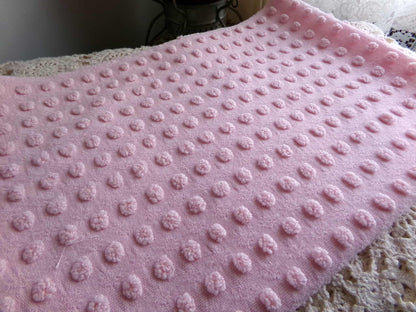 Nubby Pink Popcorns Vintage Chenille Bedspread Fabric, Textured Pop Dots 18" x 25" Piece