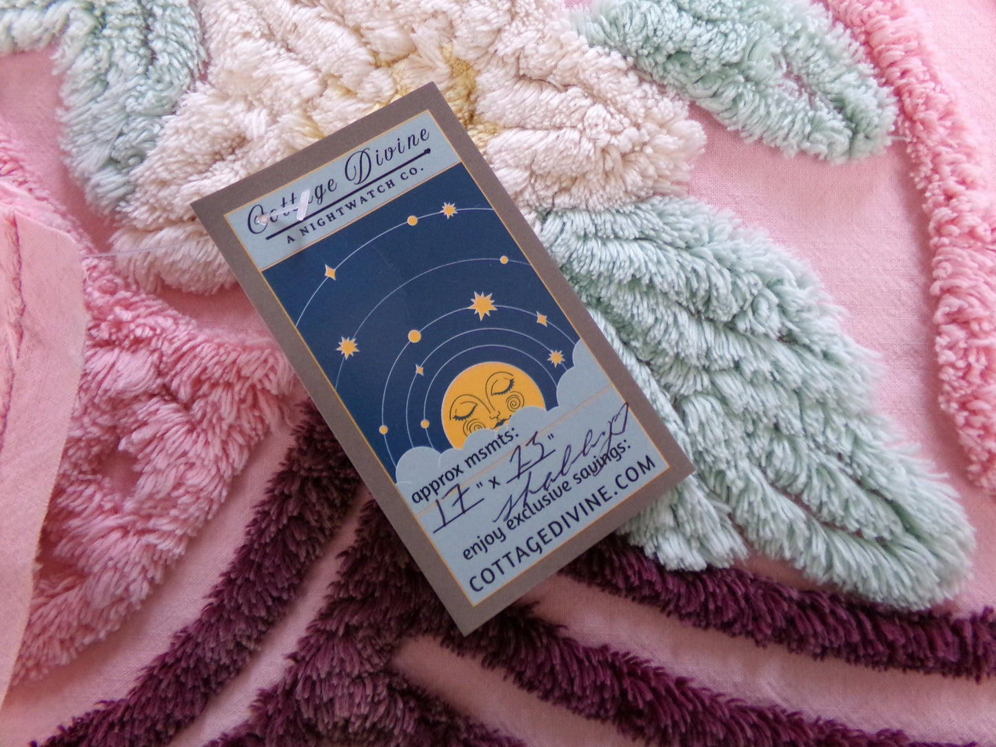 Cottage Pink Floral Vintage Chenille Fabric, Shabby Mauve Sewing & Quilt Material, 17" x 23" piece