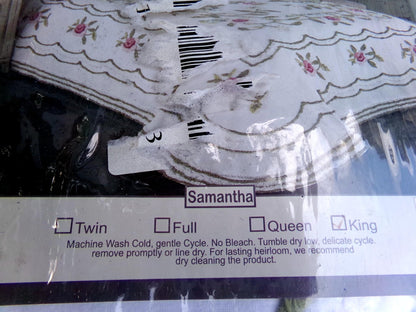 Vintage Style KING Chenille Bedspread, Samantha Rose Floral Design, 100% Cotton