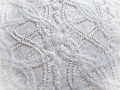 elegant white eternity links vintage chenille fabric, 12" x 18" piece of cotton sewing material for crafts, quilts, pillows