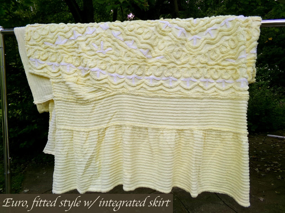 Luxury Euro Style Vintage Chenille Bedspread, FULL SZ Lemon Chiffon Diamond Tuft