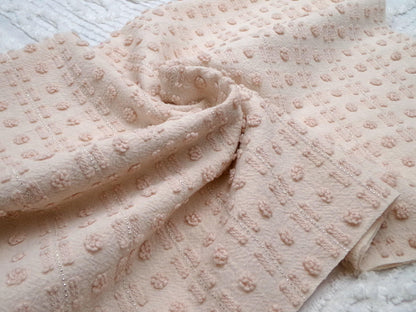 Vintage Chenille Bedspread Fabric, Neutral Fleshtone Lightweight Pop Dot Dash Sparkle 18"x24"