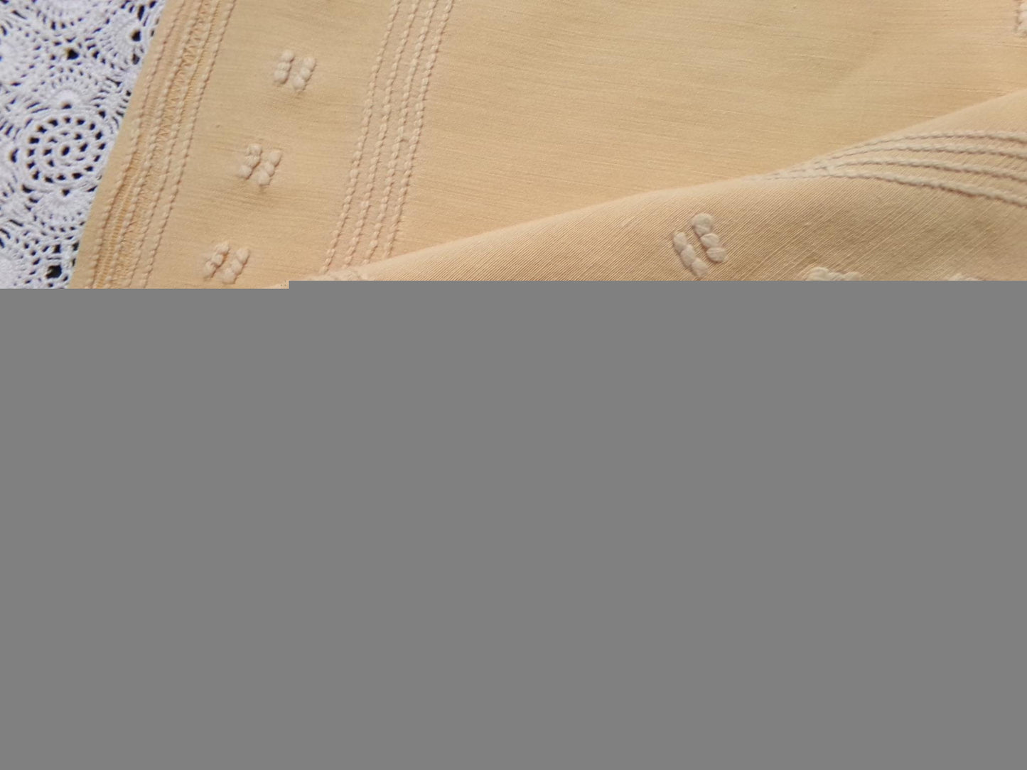 Vintage Gold Satin Chenille Tufted Fabric Swag Scroll Elegant Sewing Material 23x25"