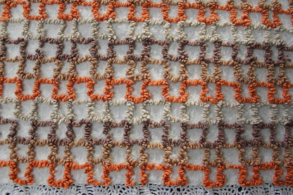 best boho colors vintage chenille fabric, fun pattern for small totes & bags, 20" x 24" inch piece, orange, mocha, chocolate, sand colors