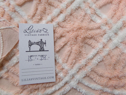 creamsicle peach vintage chenille fabric, textured 18" x 24" quilt material