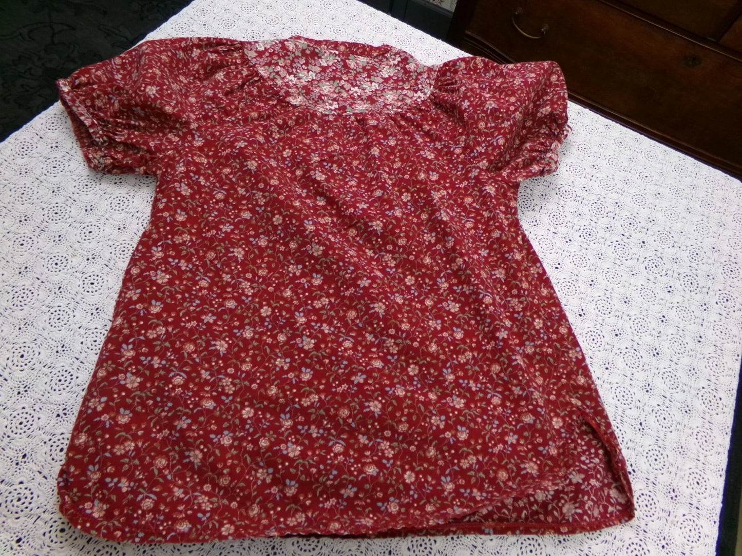 Vintage Prairie Blouse Boho 1970s Womens Top Ditsy Calico Floral Shirt Small