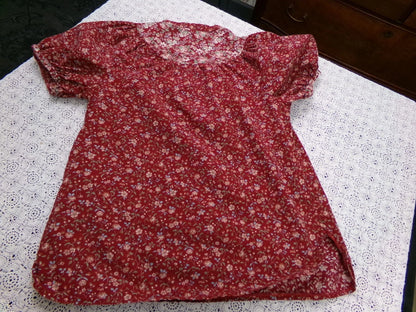 Vintage Prairie Blouse Boho 1970s Womens Top Ditsy Calico Floral Shirt Small