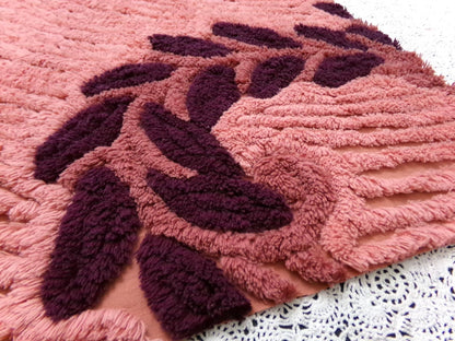 Cozy Plush Vintage Chenille Bedspread Fabric 18x21" Pc Mauve Quilting Material