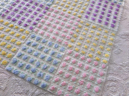 Premium Rosebuds Medley of chenille fabric squares, quilt square set cut from Vintage Chenille Bedspread Fabrics, 16 Blocks, 6" x 6" inch