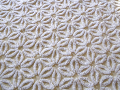 Vintage Chenille Fabric Piece, Gentle Golden Yellow & White Daisy, 24" x 20" inches, Pretty in Quilts, Pillows, Doll Blankets