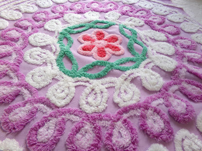 Mystic Moonset Vintage Chenille Fabric, 16" x 28" Piece of Lavender Plush Swirl Cotton Sewing Material, Upcycle into Quilts & Crafts