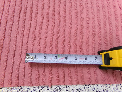 Vintage Chenille Fabric Dusty Rose Simple Stripe Pattern 18x30"