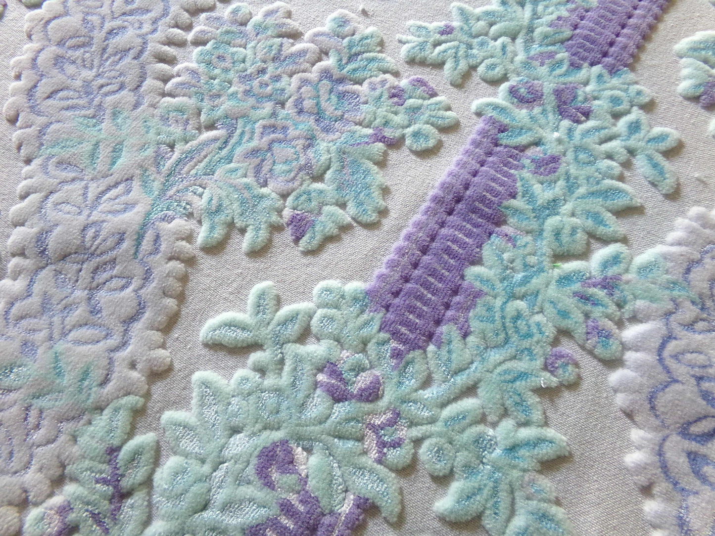 cut velvet fabric cosmic shimmer lux Bates vintage tapestry chenille material, 13" x 21" inch piece great in totes & bags