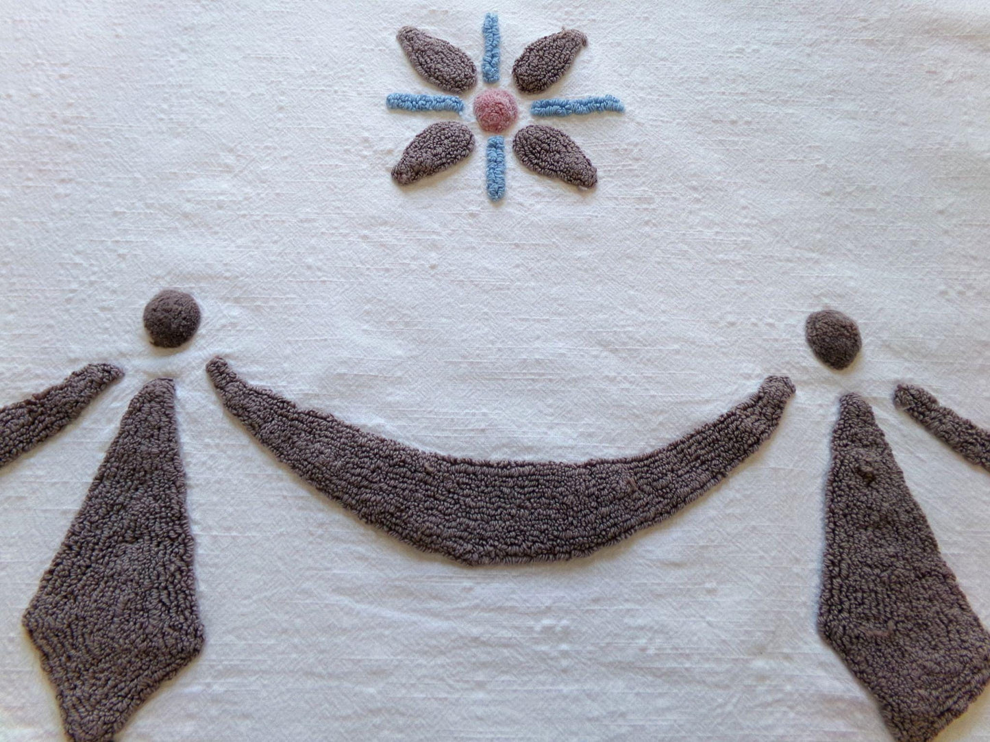 country prim vintage chenille fabric, chocolate swags vintage texturized cotton 18" x 24" cut piece, great for pillows, quilting & crafts