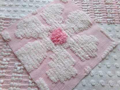 peaceful pinks vintage 6" chenille fabric squares, set of 17 vintage cottage chic quilt blocks for quilting, sewing & crafts