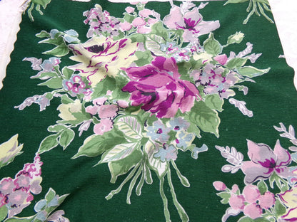 Vintage Waverly Fabric Rose Caprice Green Floral Barkcloth Style 19x21"