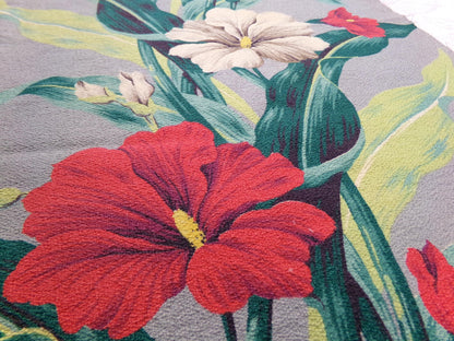 Vintage Barkcloth Fabric in a Bold Tropical Hibiscus Design