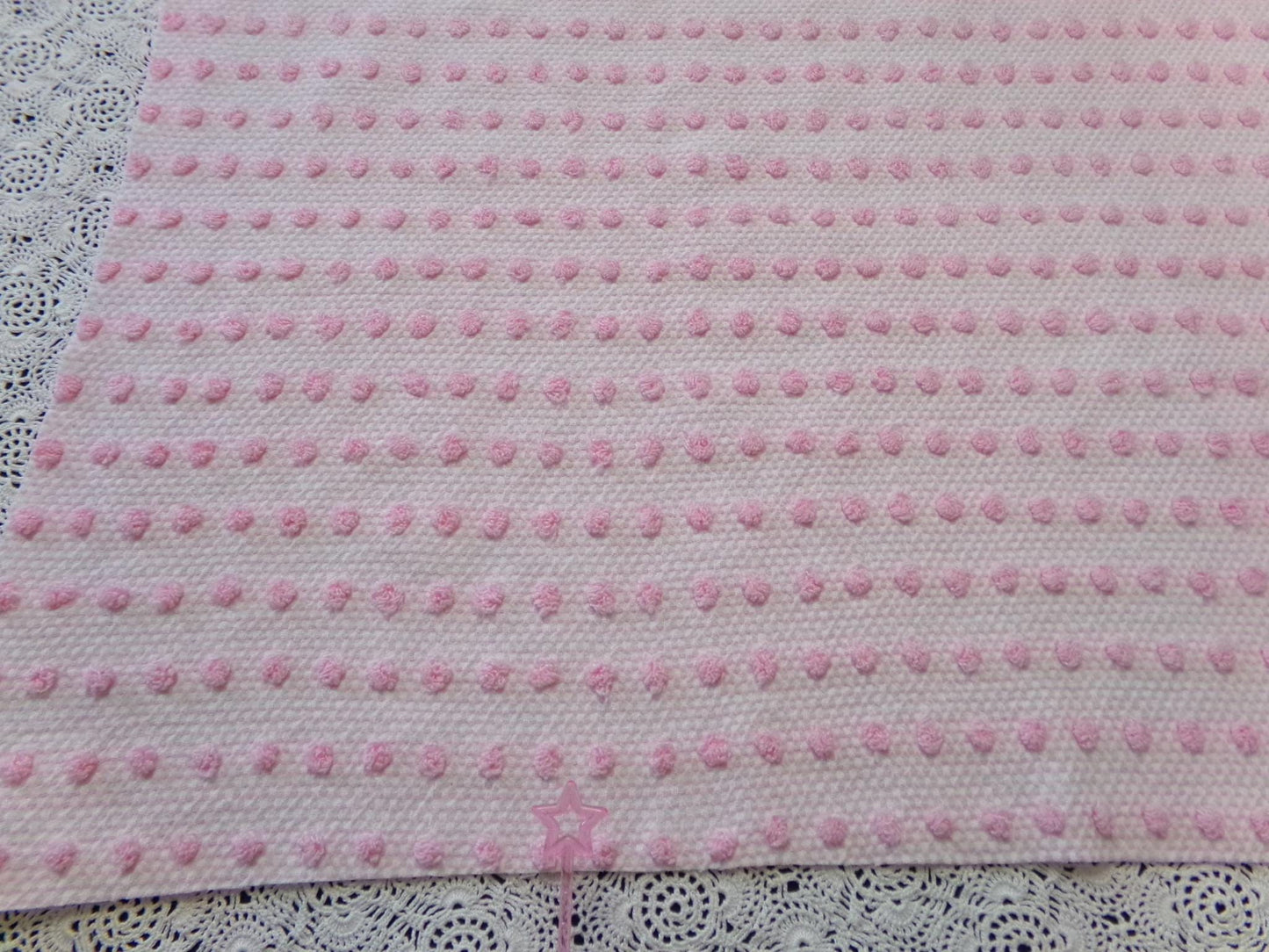 Pink Pops Vintage Chenille Woven Bedspread Fabric 20x19"