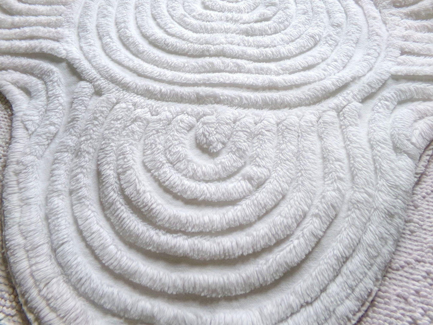 White Swirl Clouds Vintage Chenille Fabric, Plush 16" x 32" inch Piece with scalloped edge
