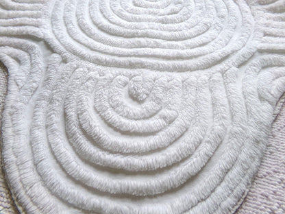 White Swirl Clouds Vintage Chenille Fabric, Plush 16" x 32" inch Piece with scalloped edge