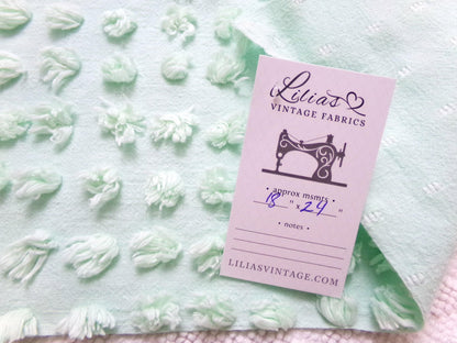Seafoam Green Windswept Pops Vintage Chenille Fabric, Sewing & Quilt Material 18" x 24"