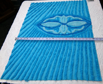 Electric Blue Vintage Chenille Fabric, Wild BOLD Sewing & Quilt Material, 30" x 23" piece