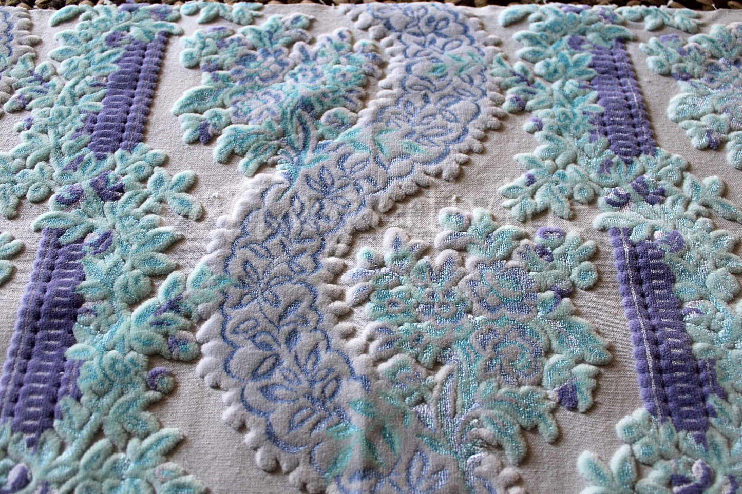 cut velvet fabric cosmic shimmer lux Bates vintage tapestry chenille material, 13" x 21" inch piece great in totes & bags