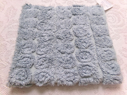 Stardust Blue Vintage Chenille Fabric 22 x 25" Plush Curlicues Quilt Material