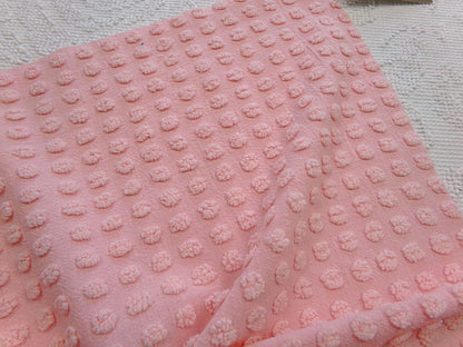 pink vintage chenille fabric w/ nubby texturized pops, 18" x 24" piece