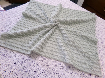 Calming Sage Vintage Chenille Bedspread Fabric Green Diamond Lattice 20x24"