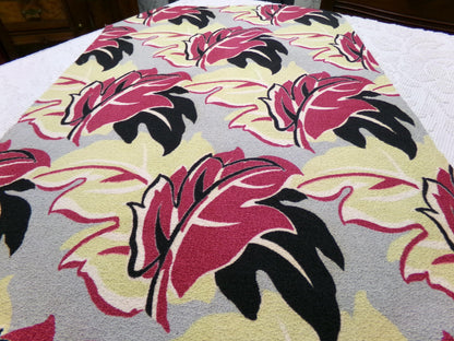Vintage Barkcloth Fabric Panel MONSTERA Tropical Leaf Mid Century Modern 19" x 29"