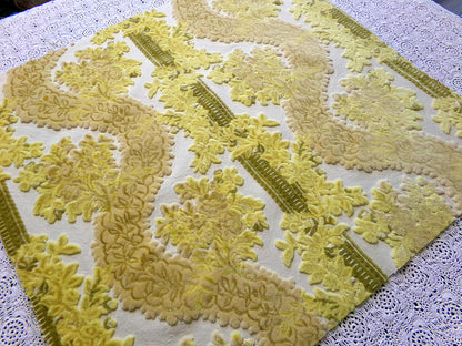 Luxury Cut Velvet Fabric, Bates Vintage Tapestry Chenille Piece, Golden Glow Earthtones, 20" x 22" Inches, Nice in Small Bags, Pillows