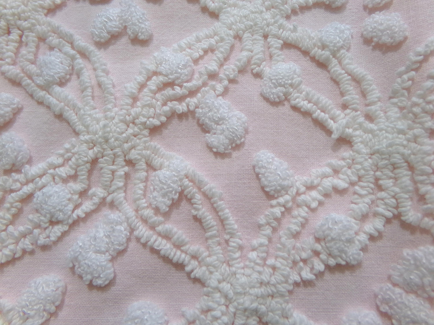 Feather Pink Vintage Chenille Fabric, Needletuft Rings & Overtufted Pops, Quilter's Favorite 18" x 24" Piece