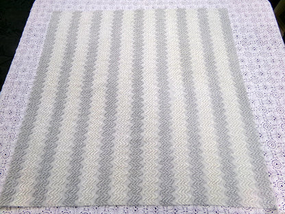 Vintage Chenille Fabric, Grey White Zig Zag Texture 23x23" Quilt Material