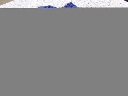 Midnight Blue Vintage Chenille Fabric Textured Plaid Sewing Material 18" x 24"