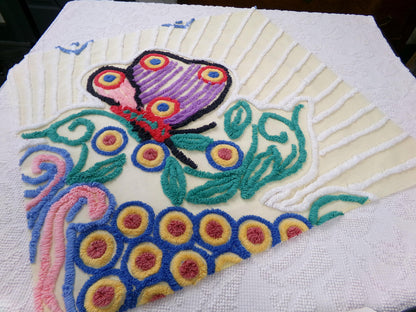 mystic butterfly vintage chenille fabric, heavenly 22" x 24" pc sewing material