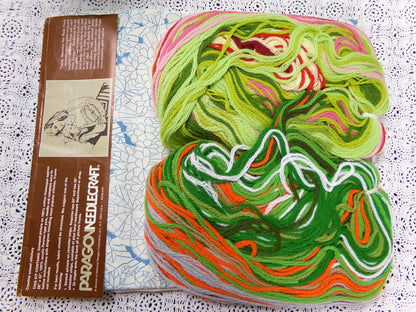 Boho GERANIUM BASKET Crewel Embroidery Kit Floral Vintage Paragon Needlecraft 0970