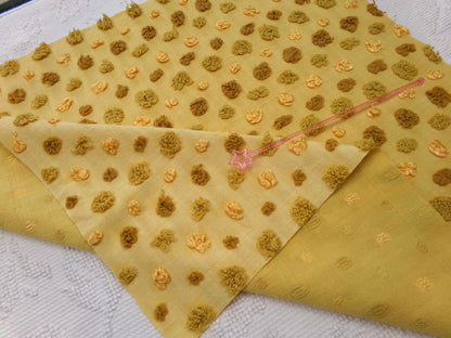 boho gold vintage chenille fabric, ombre multisize optic dot design, 22" x 19" piece of sewing quilt material