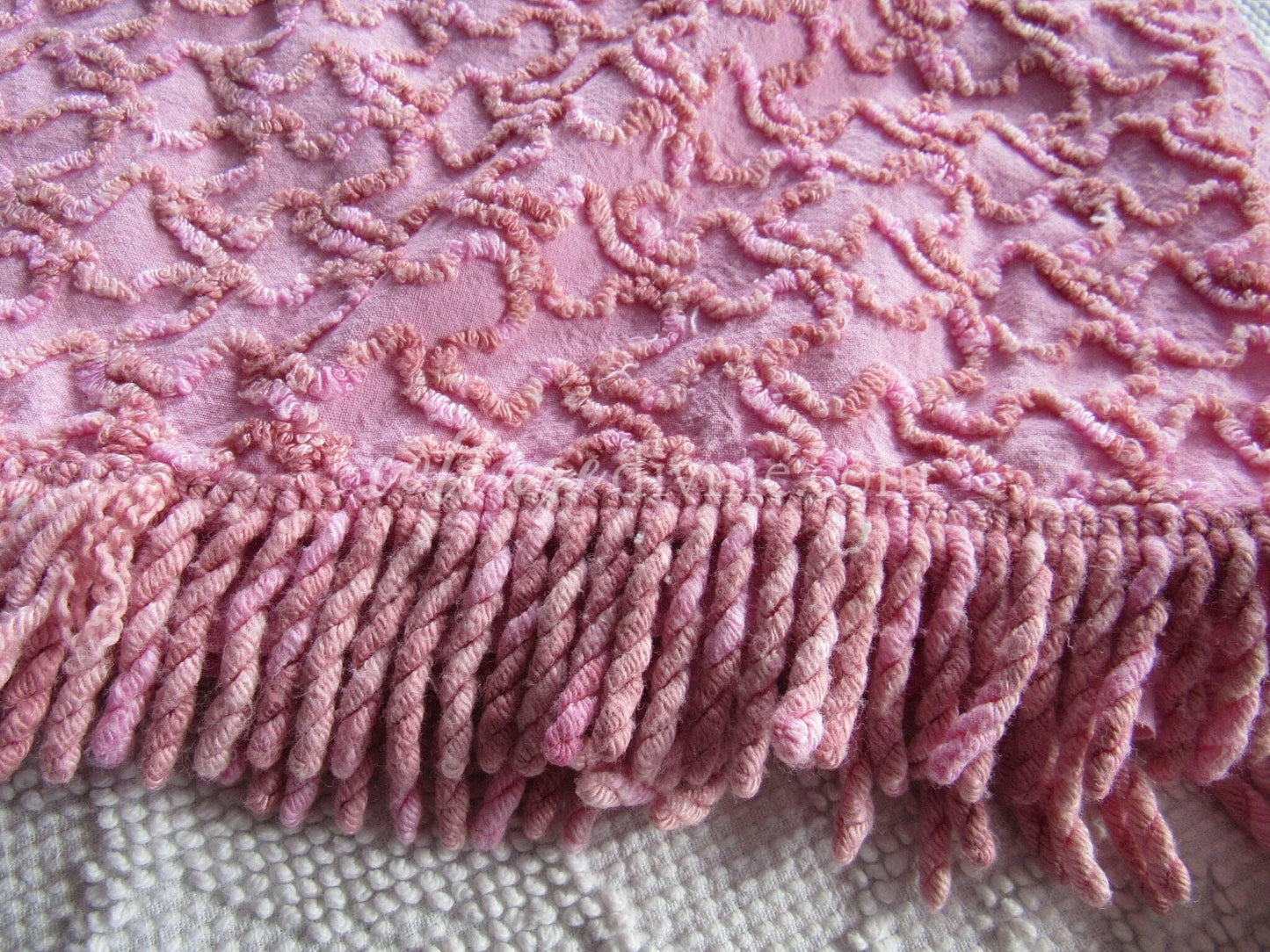 pink marbleized squiggle vintage chenille fabric, great unique texture, 25" x 20" piece of sewing material for quilting & crafts