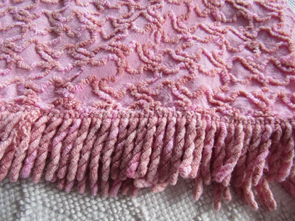 pink marbleized squiggle vintage chenille fabric, great unique texture, 25" x 20" piece of sewing material for quilting & crafts