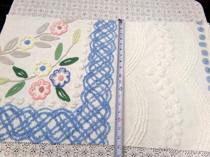 Cottage Florals Vintage Chenille Bedspread Fabric 33x18"