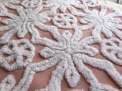 Plush Snowflake Pinwheel Vintage Chenille Fabric, 15x28" Sewing Quilt Textile