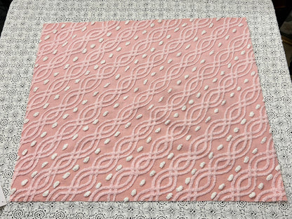 Shabby Pink Vintage Chenille Bedspread Fabric Eternity Links 19x24" Piece